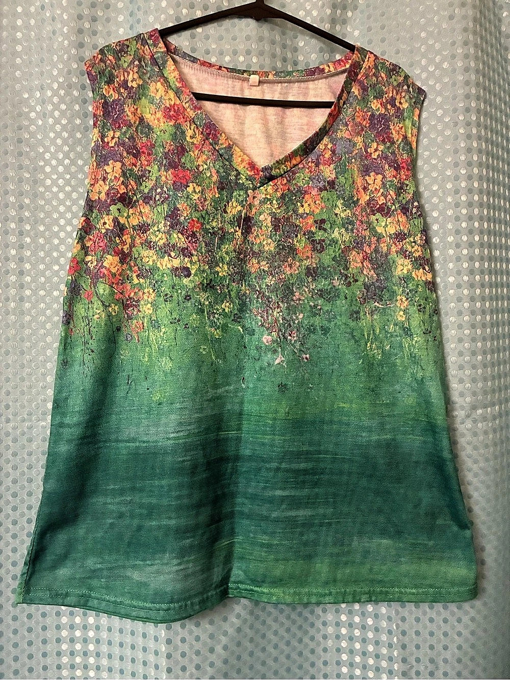 Floral Sleeveless Tunic in Green